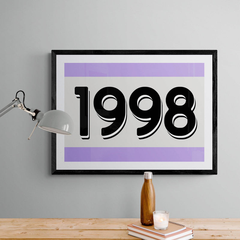 Custom Personalised Year Poster Retro Art Print Purple - Ink North 