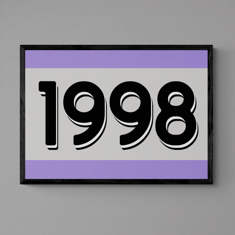 Custom Personalised Year Poster Retro Art Print Purple - Ink North 