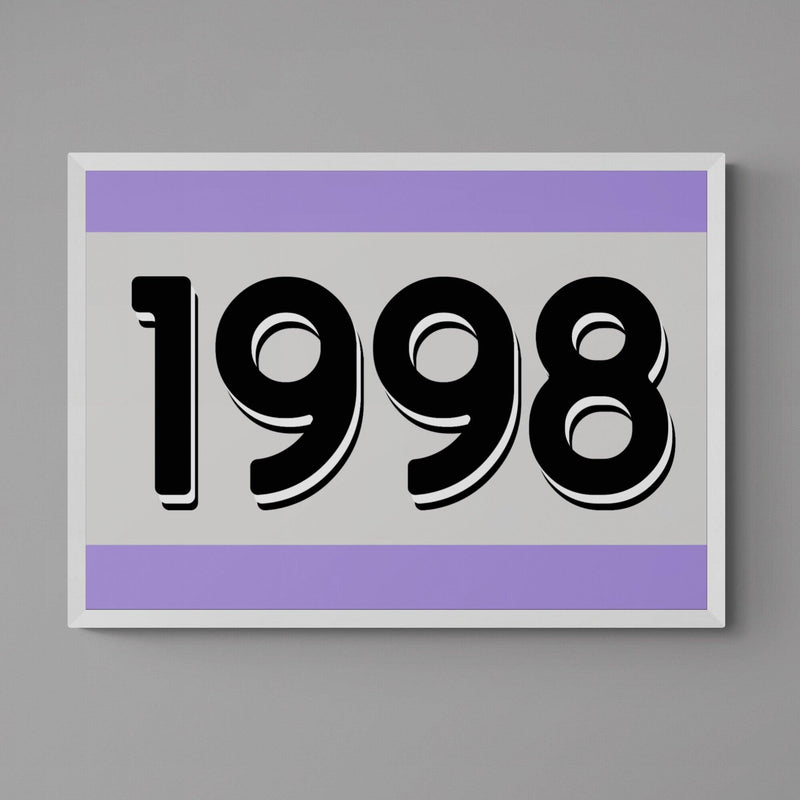 Custom Personalised Year Poster Retro Art Print Purple - Ink North 