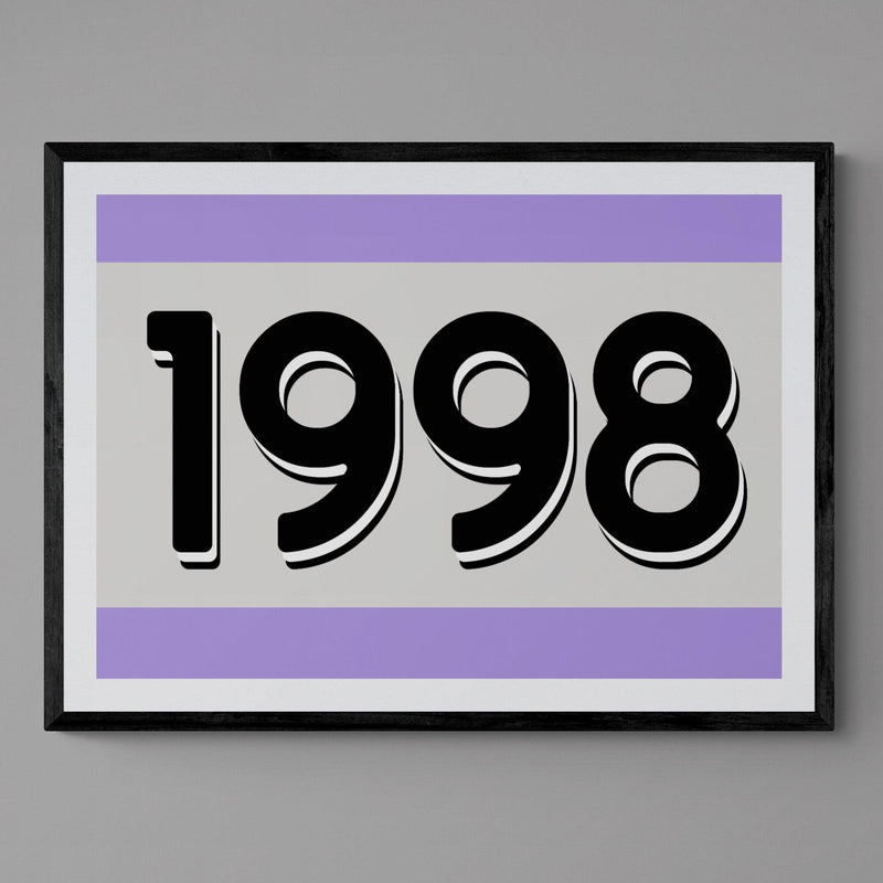 Custom Personalised Year Poster Retro Art Print Purple - Ink North 