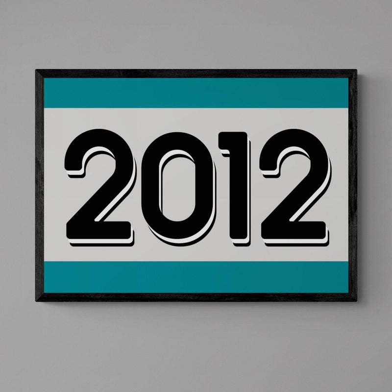 Custom Personalised Year Poster Retro Art Print Teal - Ink North 