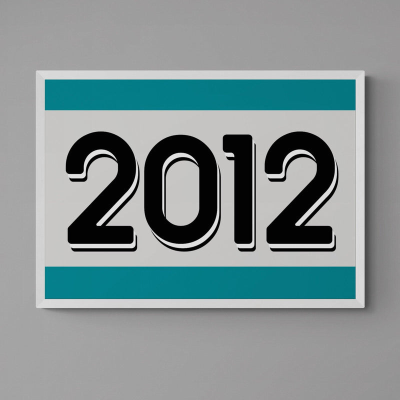 Custom Personalised Year Poster Retro Art Print Teal - Ink North 