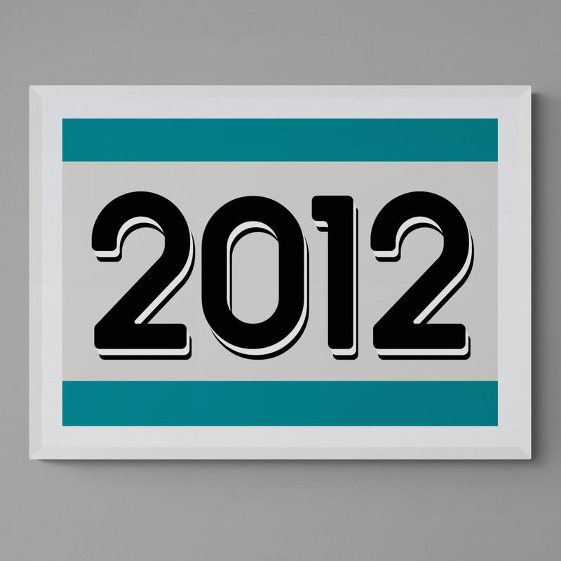 Custom Personalised Year Poster Retro Art Print Teal - Ink North 