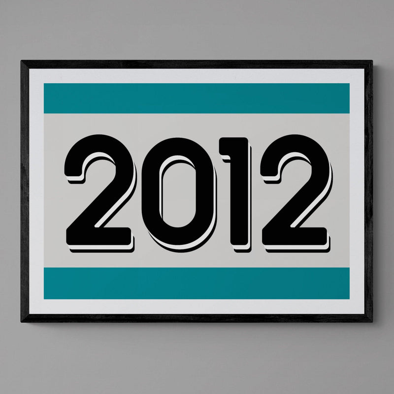 Custom Personalised Year Poster Retro Art Print Teal - Ink North 