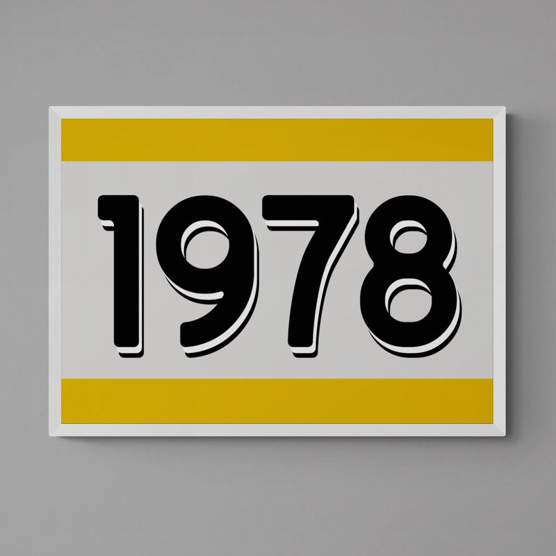 Custom Personalised Year Poster Retro Art Print Yellow - Ink North 