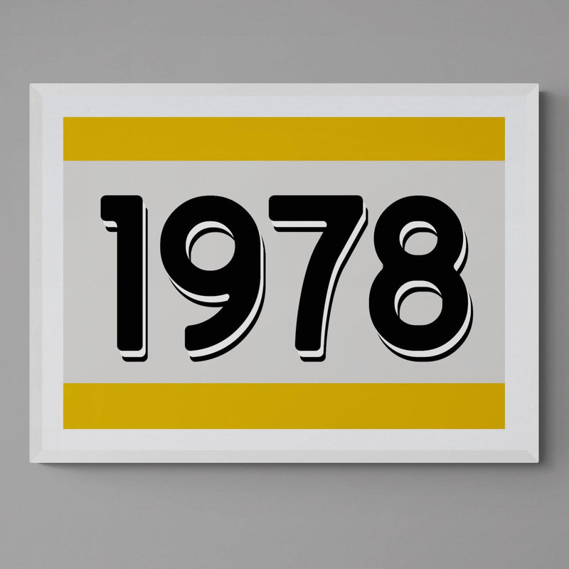 Custom Personalised Year Poster Retro Art Print Yellow - Ink North 