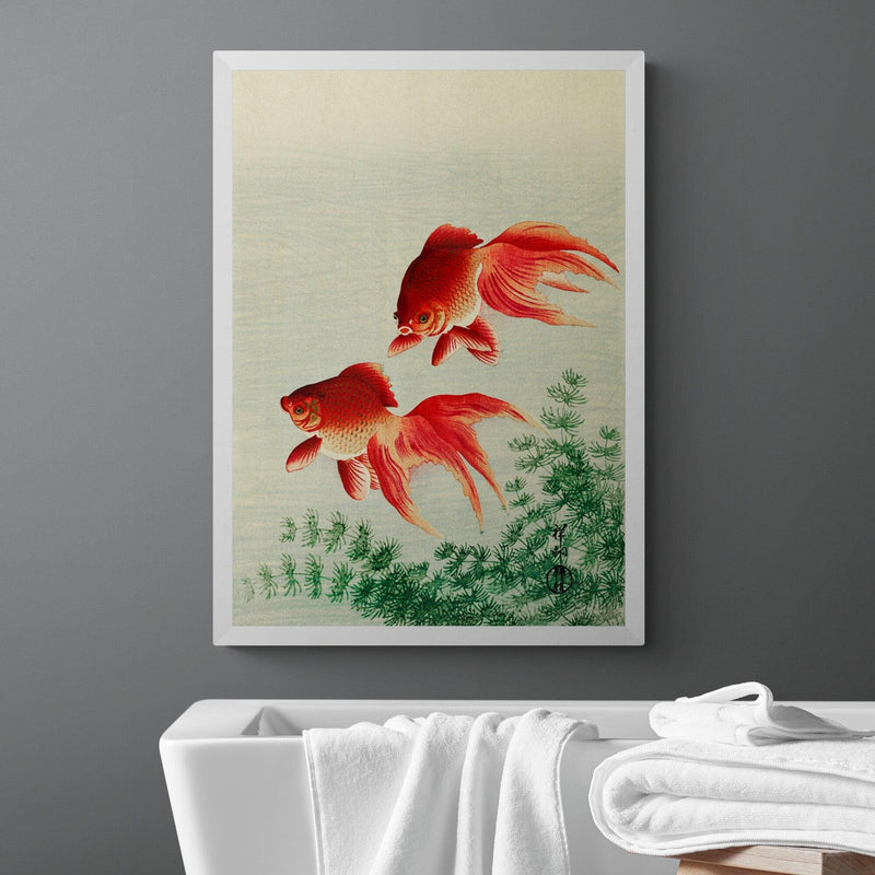 Goldfish Japanese Illustration Bathroom Wall Art Print Poster - Ink North 