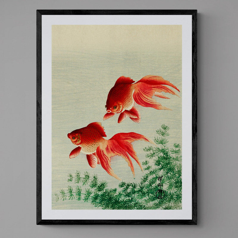 Goldfish Japanese Illustration Bathroom Wall Art Print Poster - Ink North 