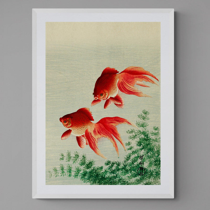 Goldfish Japanese Illustration Bathroom Wall Art Print Poster - Ink North 