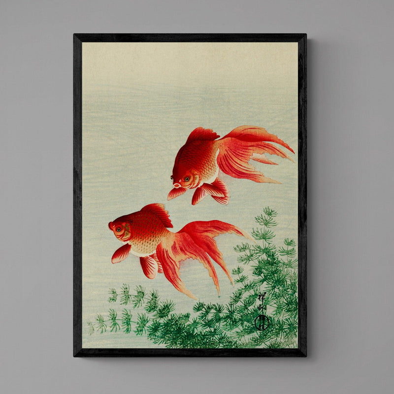 Goldfish Japanese Illustration Bathroom Wall Art Print Poster - Ink North 