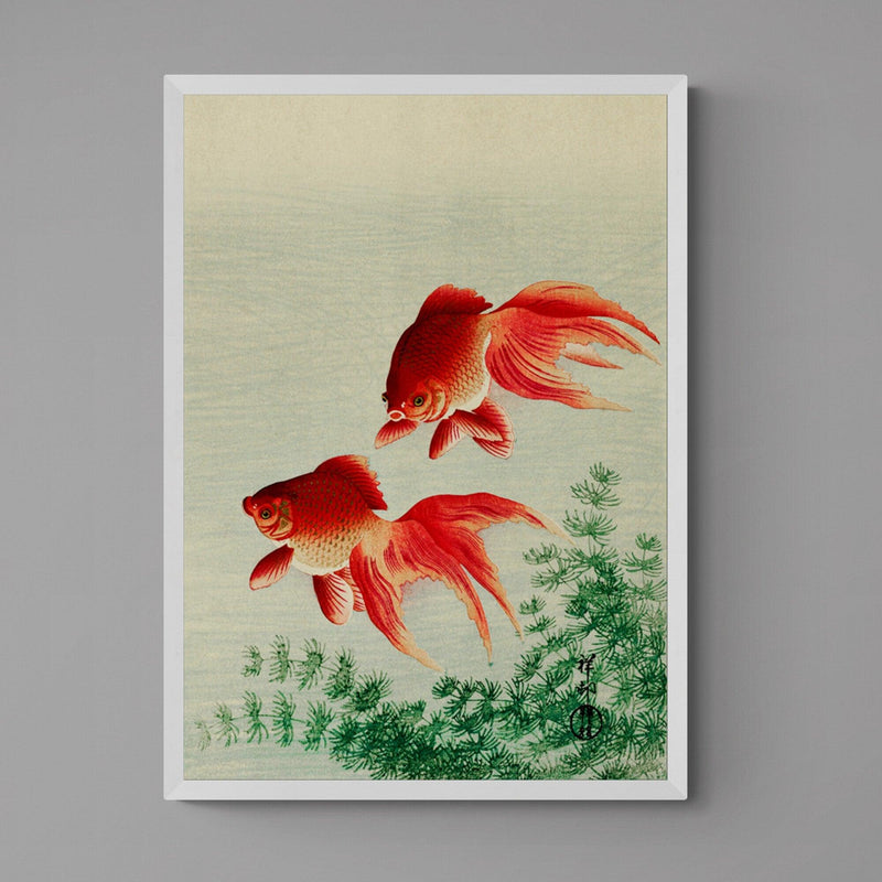 Goldfish Japanese Illustration Bathroom Wall Art Print Poster - Ink North 