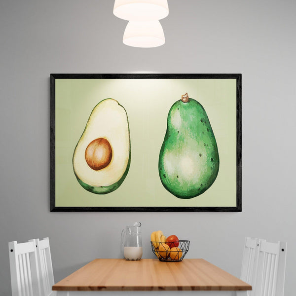 Green Avocado Kitchen Colourful Art Poster Print - Ink North 