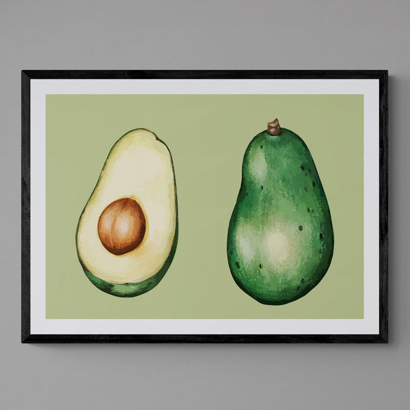 Green Avocado Kitchen Colourful Art Poster Print - Ink North 