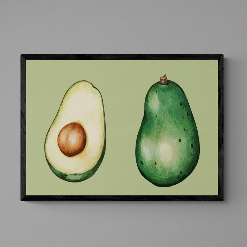 Green Avocado Kitchen Colourful Art Poster Print - Ink North 