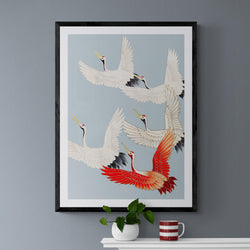 Japanese Crane Bird Animal Illustration Poster Art Print - Ink North 