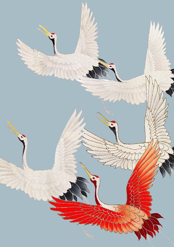 Japanese Crane Bird Animal Illustration Poster Art Print - Ink North 