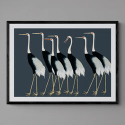 Japanese Cranes Animal Bird Illustration Poster Art Print - Ink North 