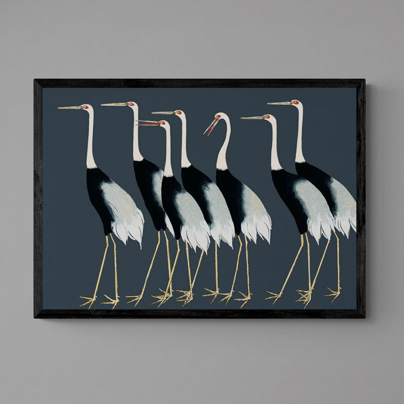 Japanese Cranes Animal Bird Illustration Poster Art Print - Ink North 