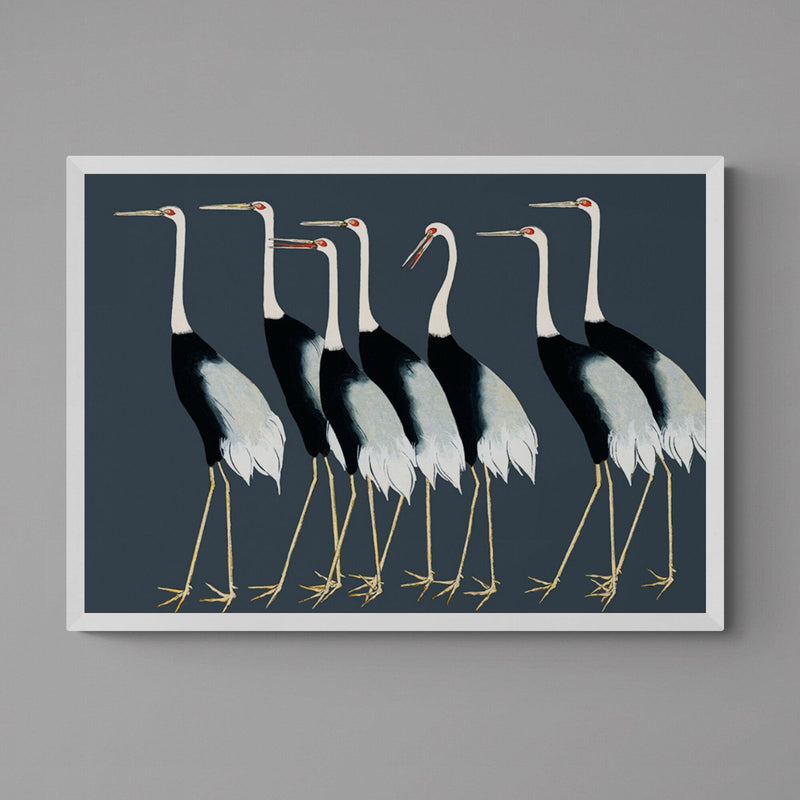 Japanese Cranes Animal Bird Illustration Poster Art Print - Ink North 