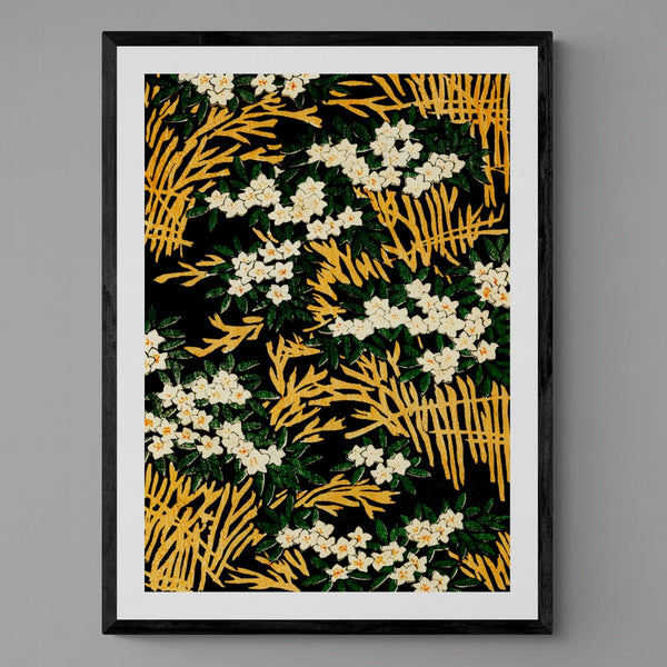 Japanese Floral Pattern Illustration Wall Art Print Poster - Ink North 