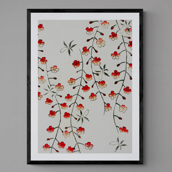 Japanese Floral Pattern Wall Art Print Poster - Ink North 