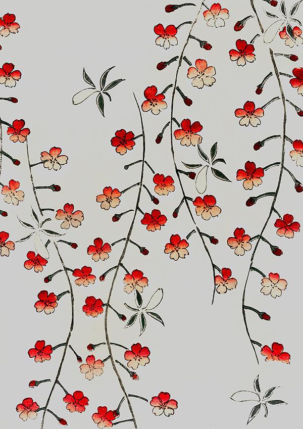 Japanese Floral Pattern Wall Art Print Poster - Ink North 