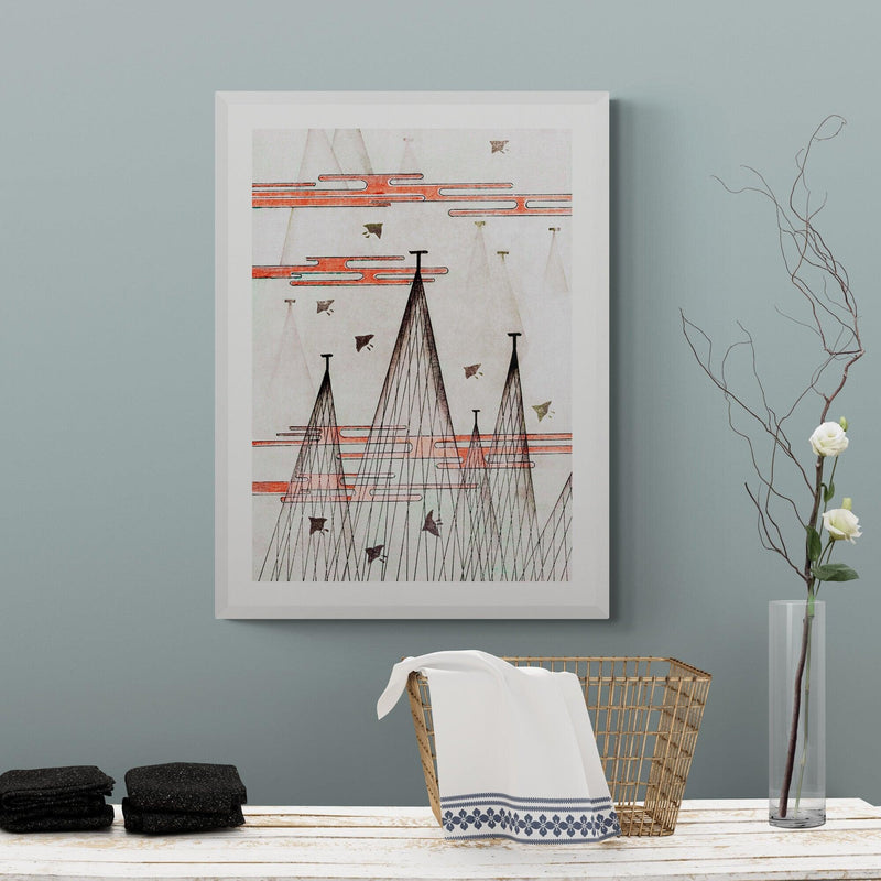 Japanese Geometric Mountain Pattern Wall Art Print Poster - Ink North 