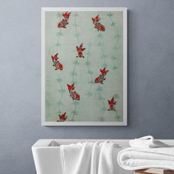 Japanese Goldfish Pattern Bathroom Wall Art Print Poster - Ink North 