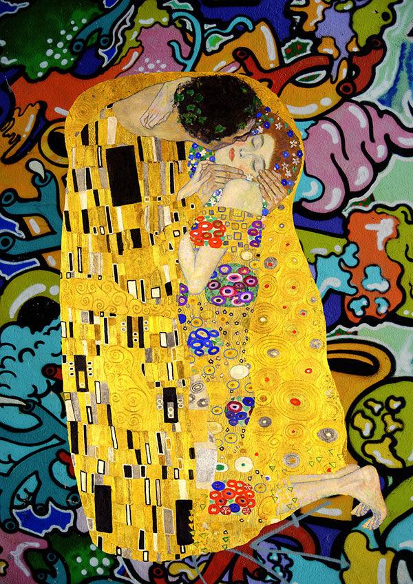 Klimt Kiss Graffiti wall street art print - Ink North 