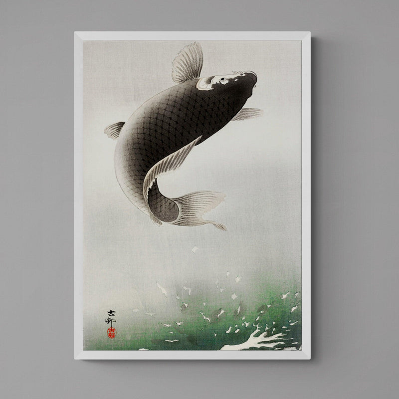 Leaping Carp Antique Illustration Japanese Wall Art Print - Ink North 