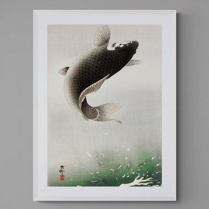 Leaping Carp Antique Illustration Japanese Wall Art Print - Ink North 