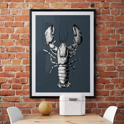 Lobster Grey Animal Kitchen Illustration Poster Art Print - Ink North 