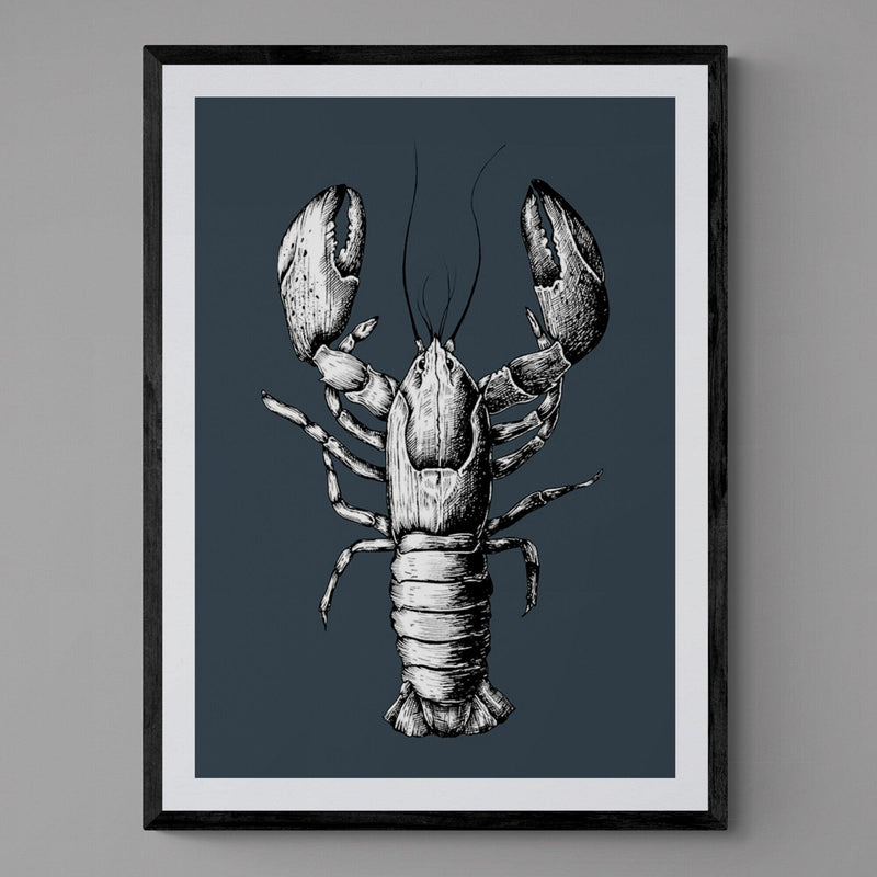 Lobster Grey Animal Kitchen Illustration Poster Art Print - Ink North 