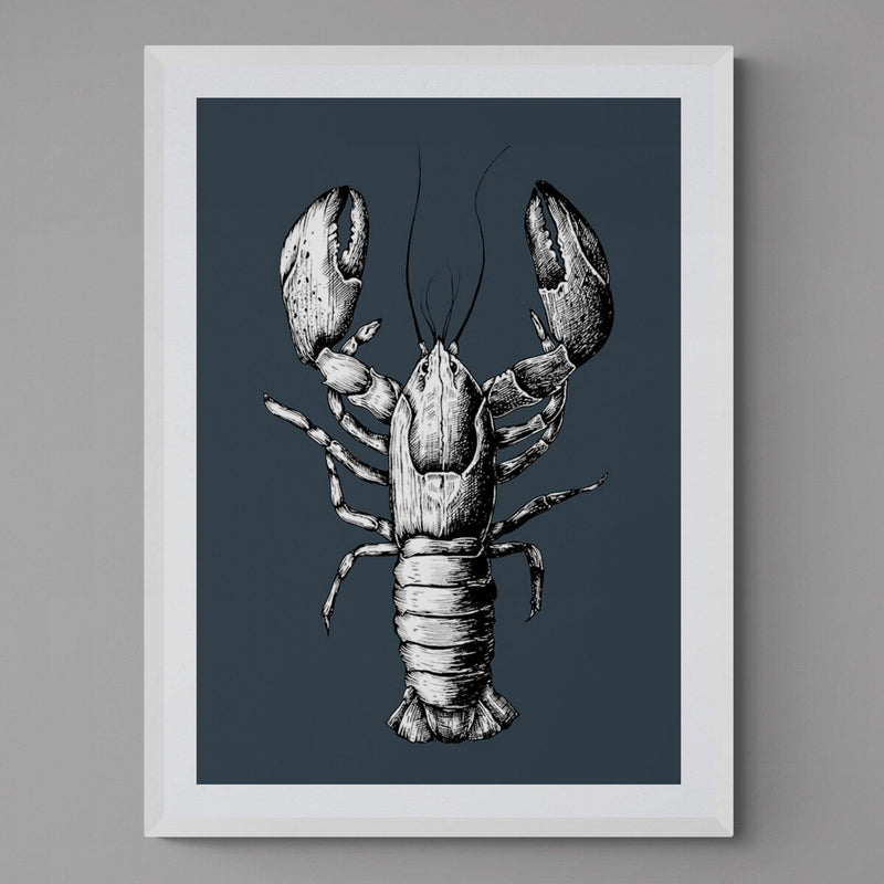 Lobster Grey Animal Kitchen Illustration Poster Art Print - Ink North 