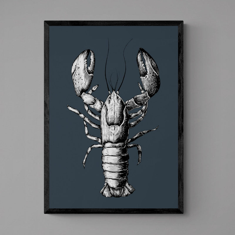 Lobster Grey Animal Kitchen Illustration Poster Art Print - Ink North 