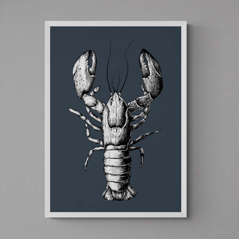 Lobster Grey Animal Kitchen Illustration Poster Art Print - Ink North 