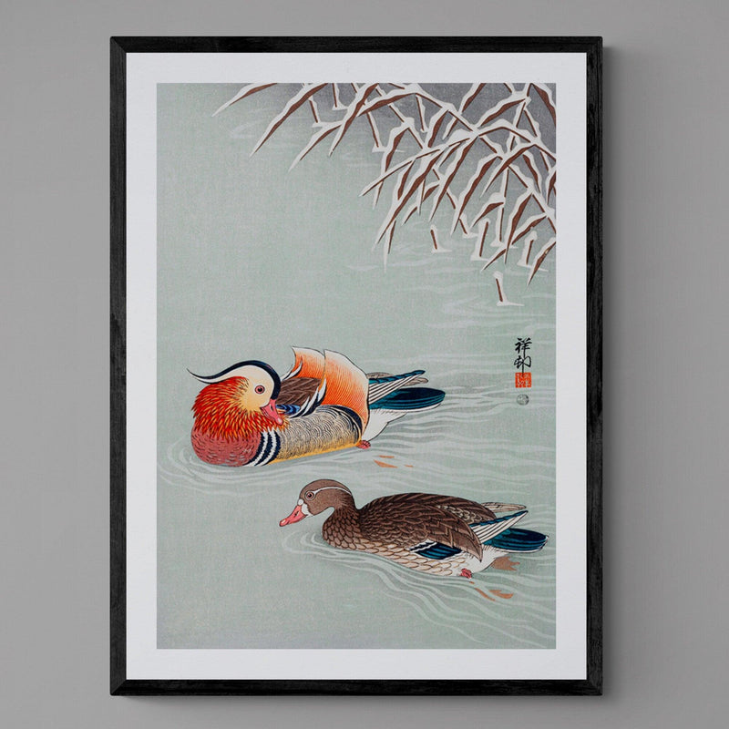 Mandarin Ducks Birds Japanese Wall Art Print Poster - Ink North 