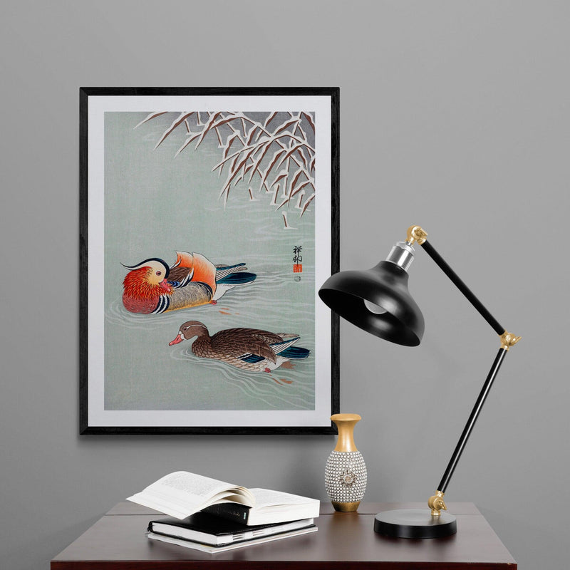 Mandarin Ducks Birds Japanese Wall Art Print Poster - Ink North 