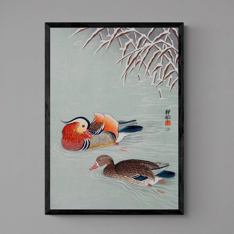 Mandarin Ducks Birds Japanese Wall Art Print Poster - Ink North 