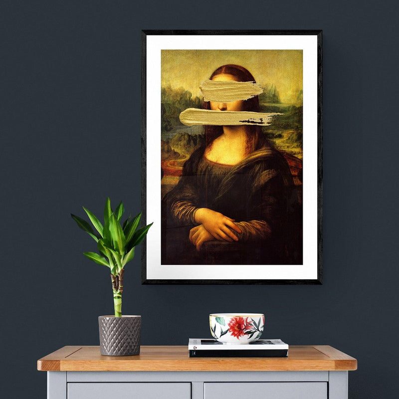 Mona Lisa Gold Paint graffiti wall street art print - Ink North 