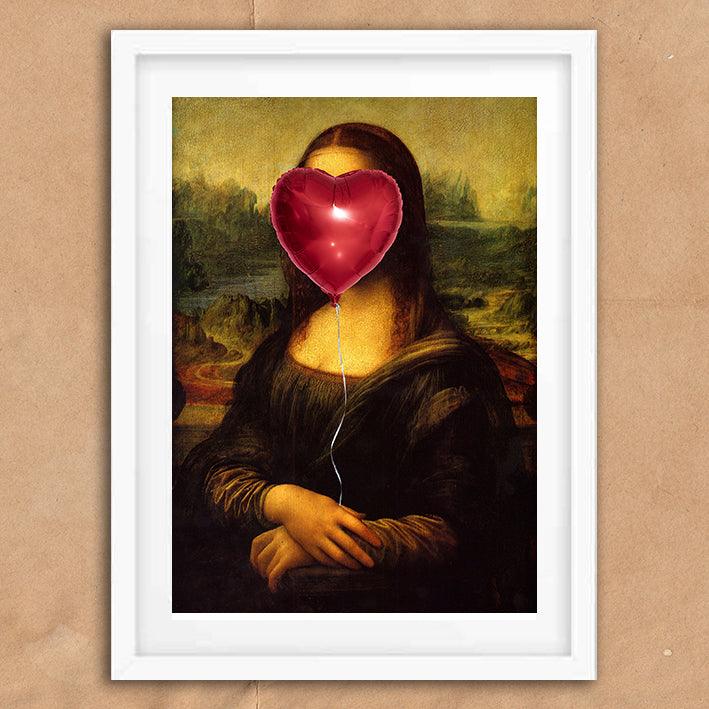 Mona Lisa Party Balloon graffiti wall street art print - Ink North 