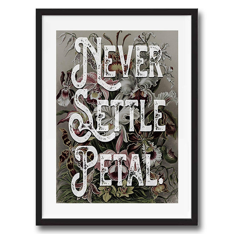 Never Settle Petal Motivational Quote Poster Wall Art Print - Ink North 