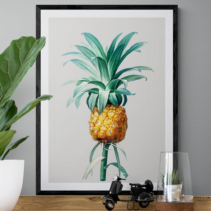 Pineapple Grey Illustration Kitchen Art Poster Print - Ink North 