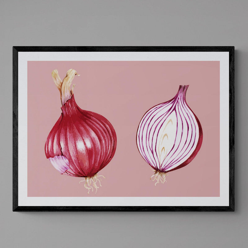 Red Onion Kitchen Colourful Art Poster Print - Ink North 