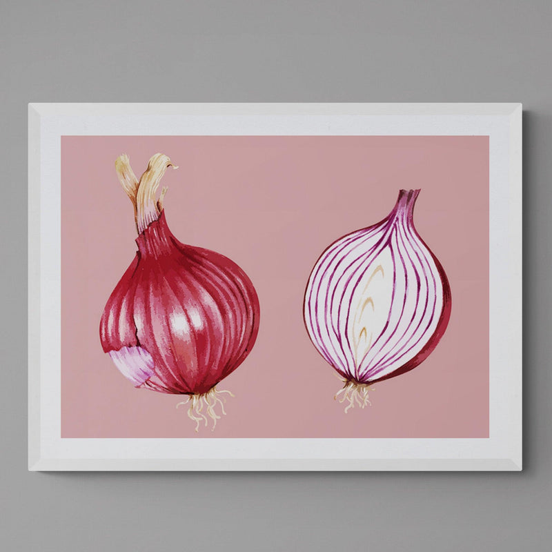 Red Onion Kitchen Colourful Art Poster Print - Ink North 