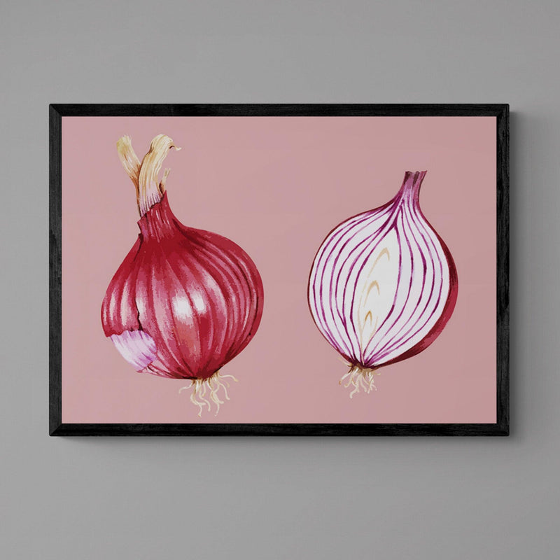 Red Onion Kitchen Colourful Art Poster Print - Ink North 