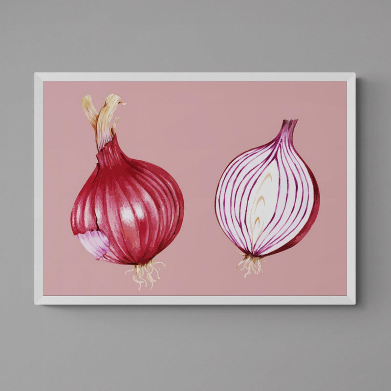 Red Onion Kitchen Colourful Art Poster Print - Ink North 