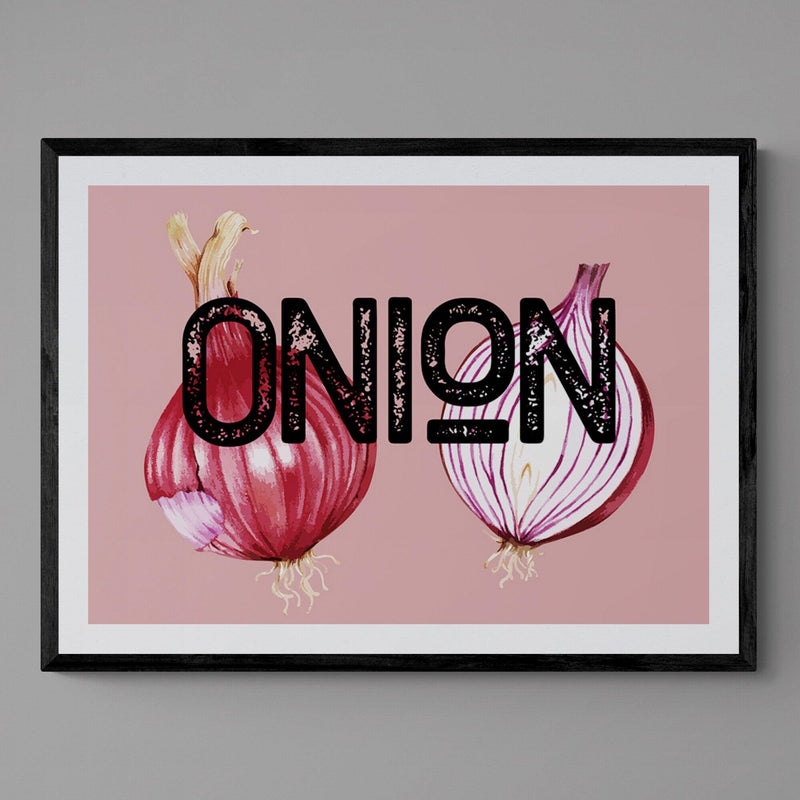 Red Onion Kitchen Colourful Art Quote Poster Print - Ink North 