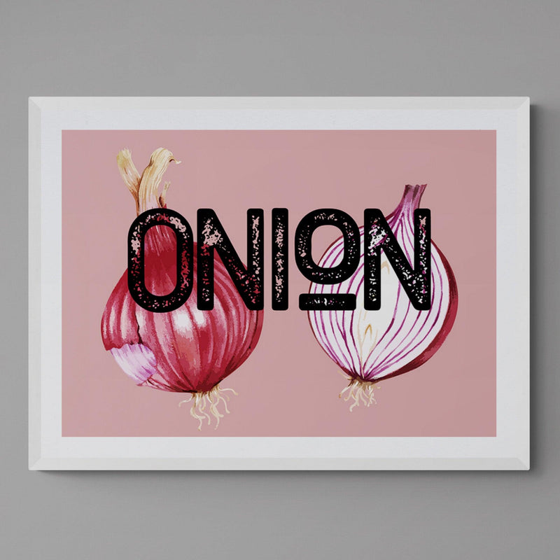 Red Onion Kitchen Colourful Art Quote Poster Print - Ink North 