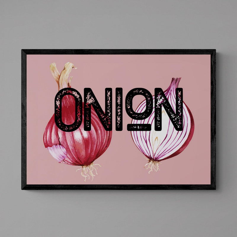 Red Onion Kitchen Colourful Art Quote Poster Print - Ink North 